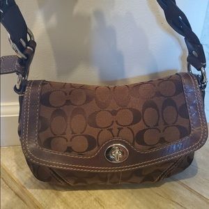 Coach shoulder bag brown monogram
